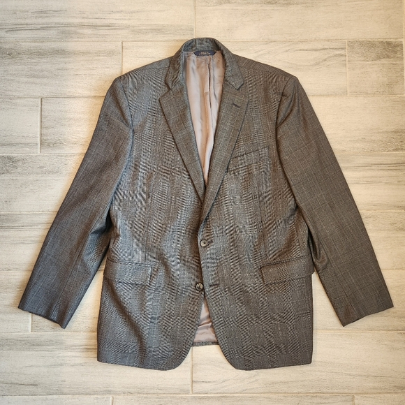 Brooks Brothers 1818 blazer 43R grey 100% wool Fitzgerald windowpane sport coat